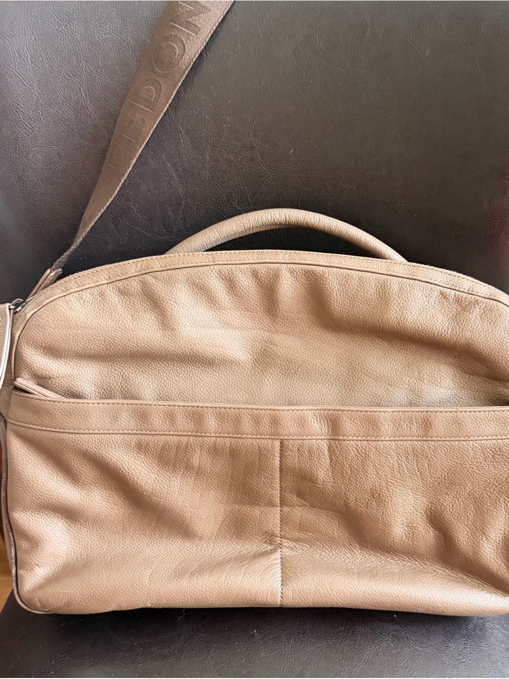 Men’s Leather Laptop Bag in Taupe with Detachable Strap